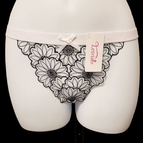 2/$20 Brand new white/black lace T-backs underwear panties - Picture 1 of 3